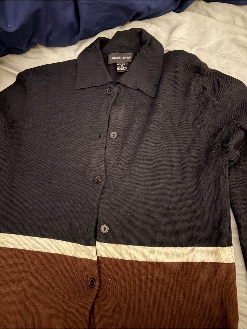 Black striped cardigan sweater